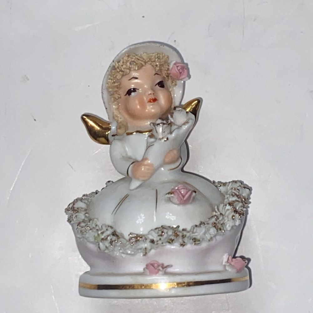 Vintage Lefton June Bride 808B Angel Hand Painted Figurine #808B